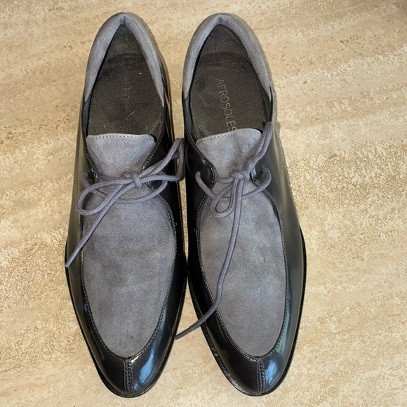 AEROSOLES oxfords grey leather, 2 tone patent leather/suede, tie. Sharp! 9 NWOT - Picture 5 of 17